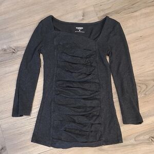 Express Sexy Basic 3/4 Sleeve Top Size XS Dark Grey